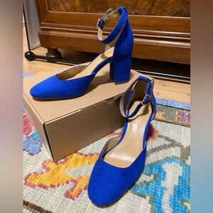 Sz 5 J. Crew Blue Ankle Strap Heels